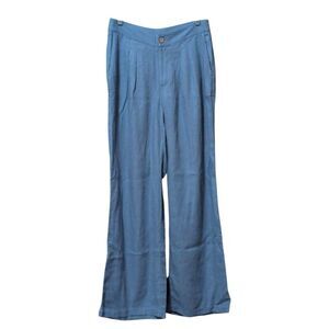 Me by Jennie Garth Luna Linen Blend Wide Leg Pants, Desert Dusk Blue size 4